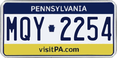 PA license plate MQY2254