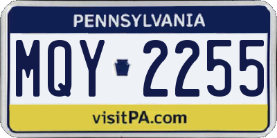 PA license plate MQY2255