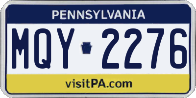 PA license plate MQY2276