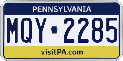 PA license plate MQY2285