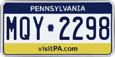 PA license plate MQY2298