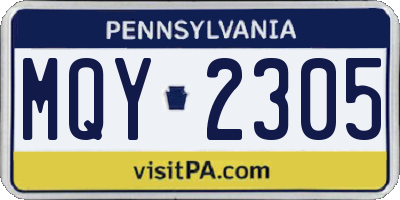 PA license plate MQY2305