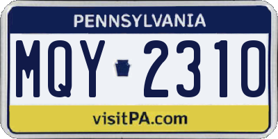 PA license plate MQY2310