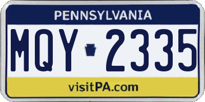 PA license plate MQY2335