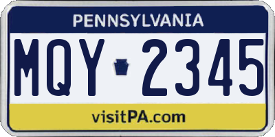 PA license plate MQY2345