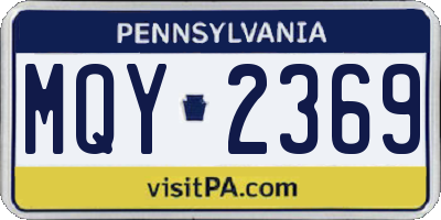PA license plate MQY2369