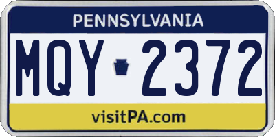 PA license plate MQY2372