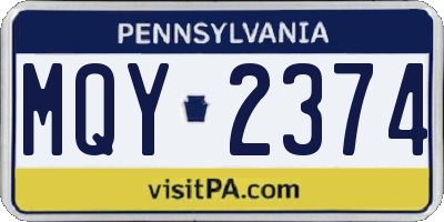 PA license plate MQY2374