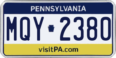 PA license plate MQY2380