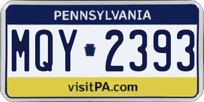 PA license plate MQY2393