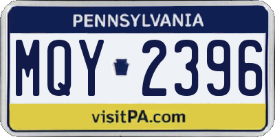 PA license plate MQY2396