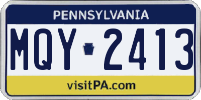 PA license plate MQY2413