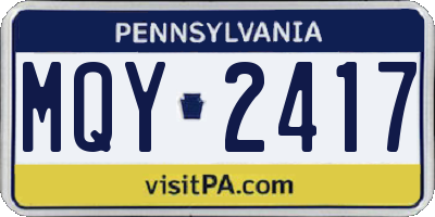 PA license plate MQY2417