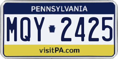 PA license plate MQY2425