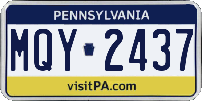 PA license plate MQY2437