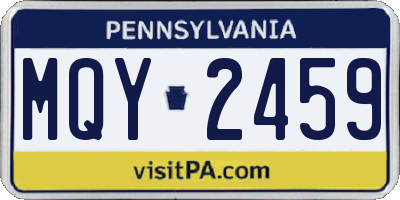 PA license plate MQY2459