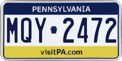 PA license plate MQY2472