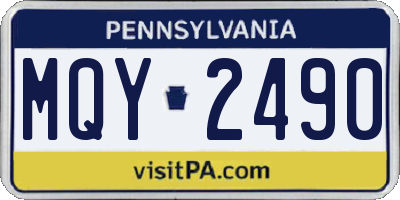 PA license plate MQY2490