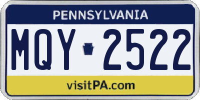 PA license plate MQY2522