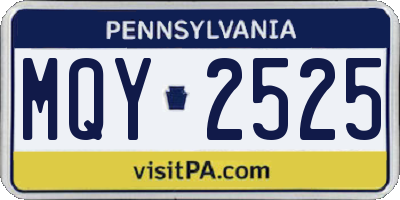 PA license plate MQY2525