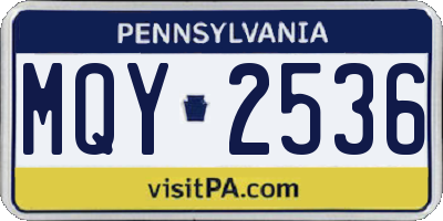 PA license plate MQY2536