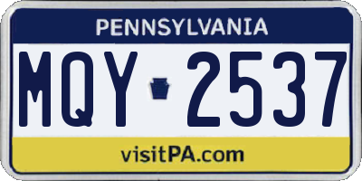 PA license plate MQY2537