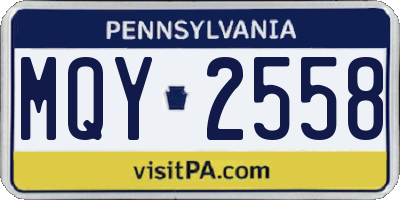 PA license plate MQY2558