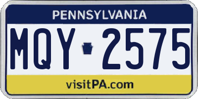 PA license plate MQY2575
