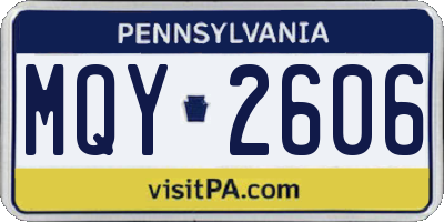 PA license plate MQY2606