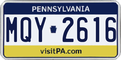 PA license plate MQY2616