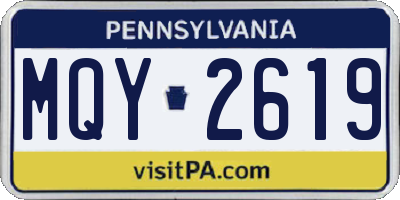 PA license plate MQY2619