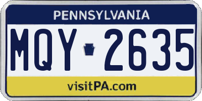 PA license plate MQY2635