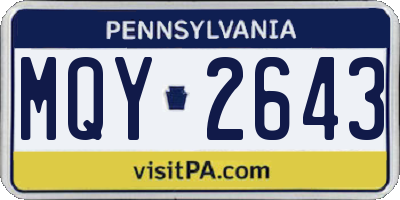 PA license plate MQY2643
