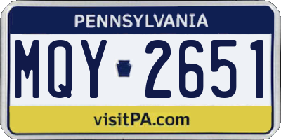 PA license plate MQY2651