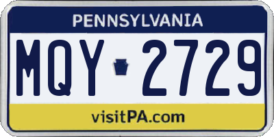 PA license plate MQY2729
