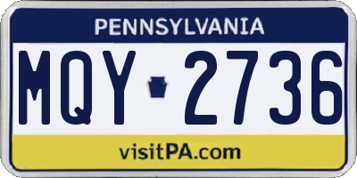 PA license plate MQY2736
