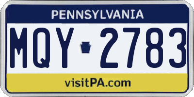 PA license plate MQY2783