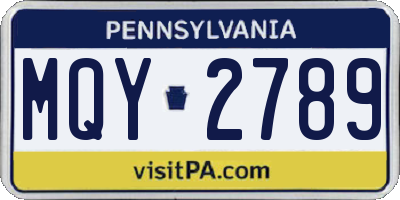 PA license plate MQY2789
