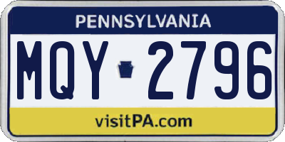 PA license plate MQY2796