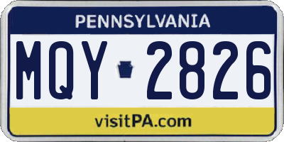 PA license plate MQY2826