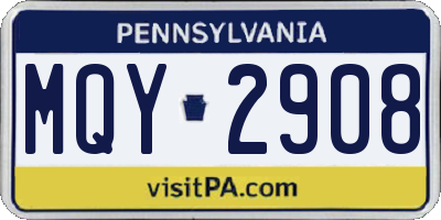 PA license plate MQY2908