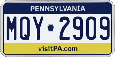 PA license plate MQY2909