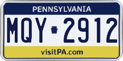 PA license plate MQY2912