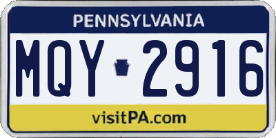 PA license plate MQY2916