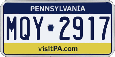 PA license plate MQY2917