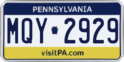PA license plate MQY2929