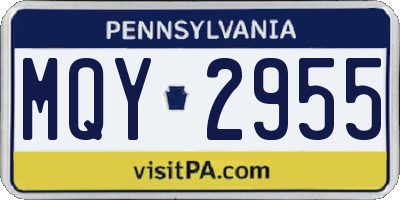 PA license plate MQY2955