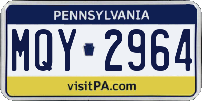 PA license plate MQY2964