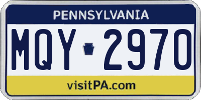 PA license plate MQY2970