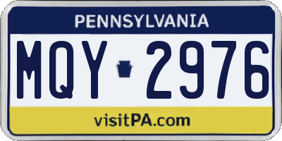 PA license plate MQY2976